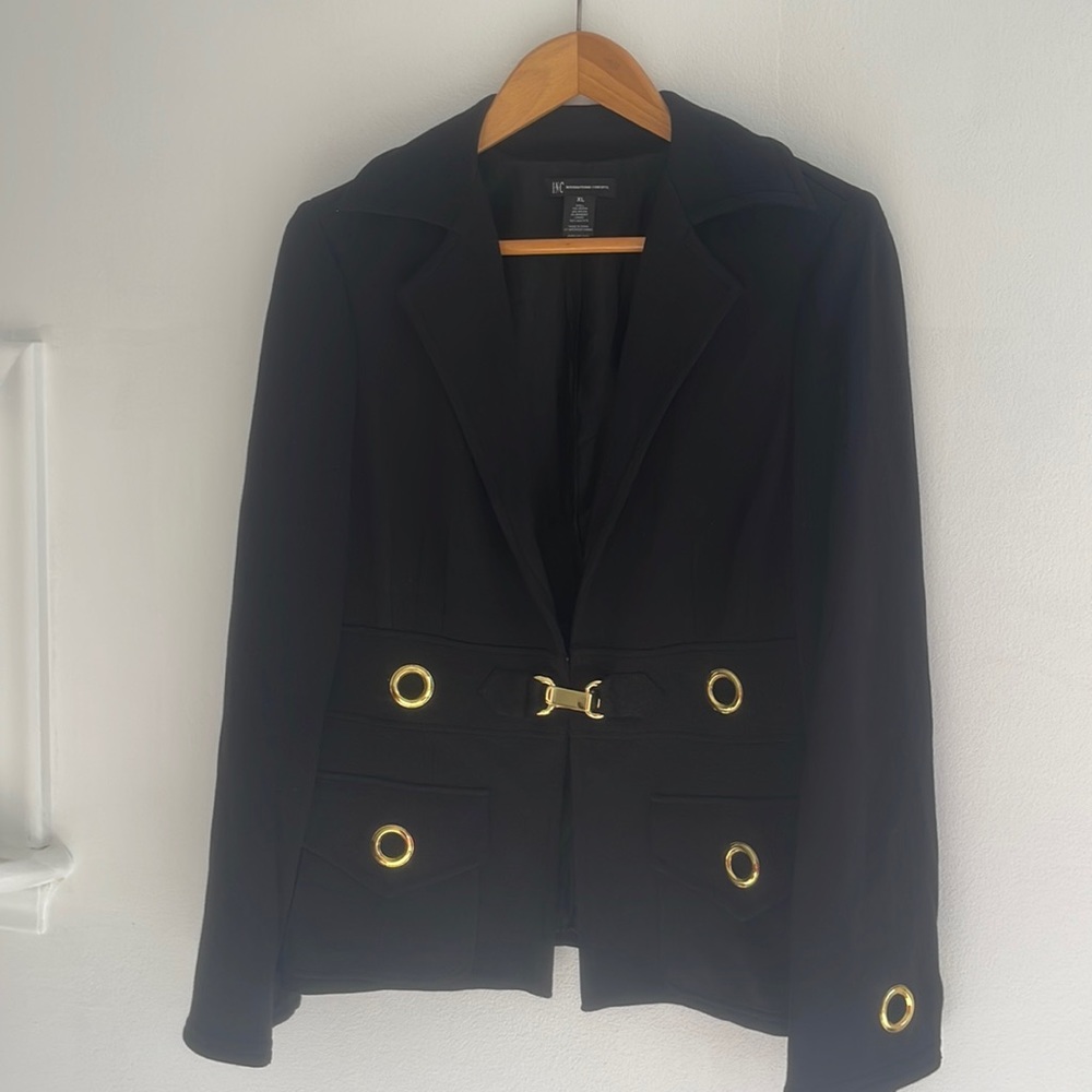 New With Tags.  Women’s Black Jacket. Gold Highlights. Jacket. Sizzle XL